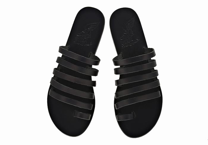 Sandały Ze Słupkami Damskie Ancient Greek Sandals Niki Leather Czarne | TKD2560JN