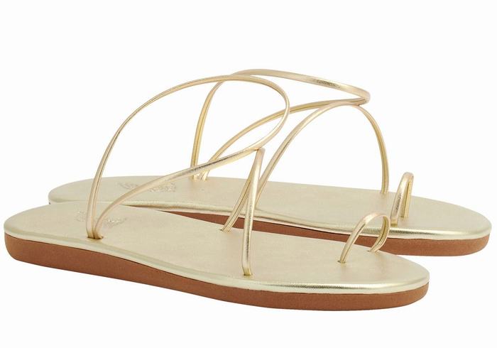 Sandały Ze Słupkami Damskie Ancient Greek Sandals Kansiz Złote Białe | JOF6046HU