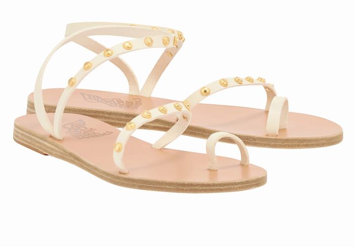 Sandały Ze Słupkami Damskie Ancient Greek Sandals Eleftheria Bee Białe | SJP6817GM