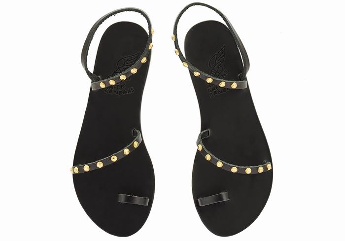 Sandały Ze Słupkami Damskie Ancient Greek Sandals Eleftheria Bee Czarne | VVX1189AV