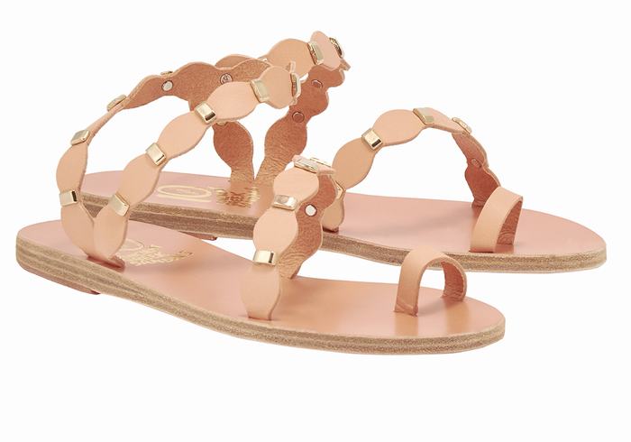 Sandały Ze Słupkami Damskie Ancient Greek Sandals Dauxerre Beżowe Złote | LPS6526RQ