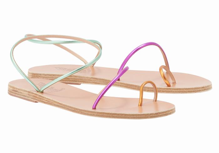 Sandały Ze Słupkami Damskie Ancient Greek Sandals Chora Złote Fioletowe Zielone | XUC8577SA