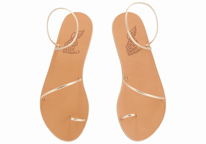 Sandały Ze Słupkami Damskie Ancient Greek Sandals Chora Złote Białe | KOP7256FI