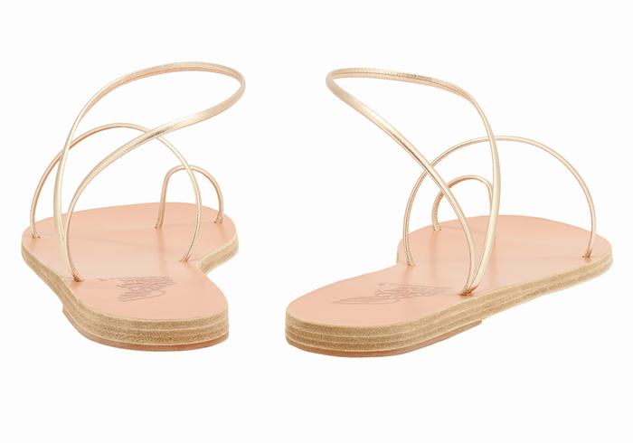 Sandały Ze Słupkami Damskie Ancient Greek Sandals Chora Złote Białe | KOP7256FI