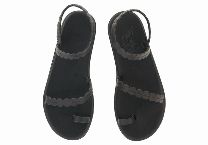 Sandały Ze Słupkami Damskie Ancient Greek Sandals Aura Czarne | SLA7179PL