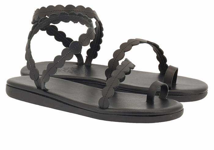 Sandały Ze Słupkami Damskie Ancient Greek Sandals Aura Czarne | SLA7179PL