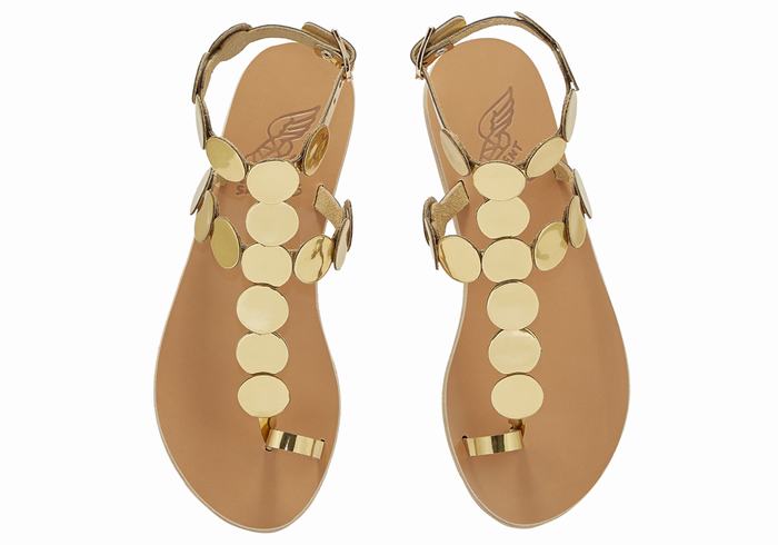 Sandały Ze Słupkami Damskie Ancient Greek Sandals Asteras Leather Złote | RRK2886XJ