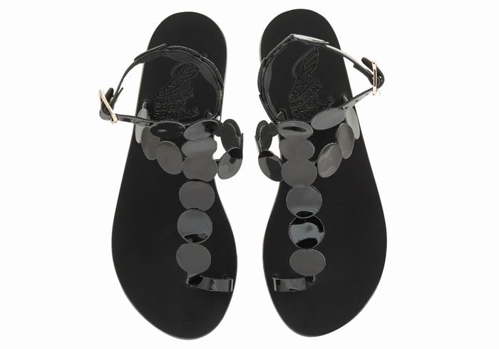 Sandały Ze Słupkami Damskie Ancient Greek Sandals Asteras Leather Czarne | EKN5957FD