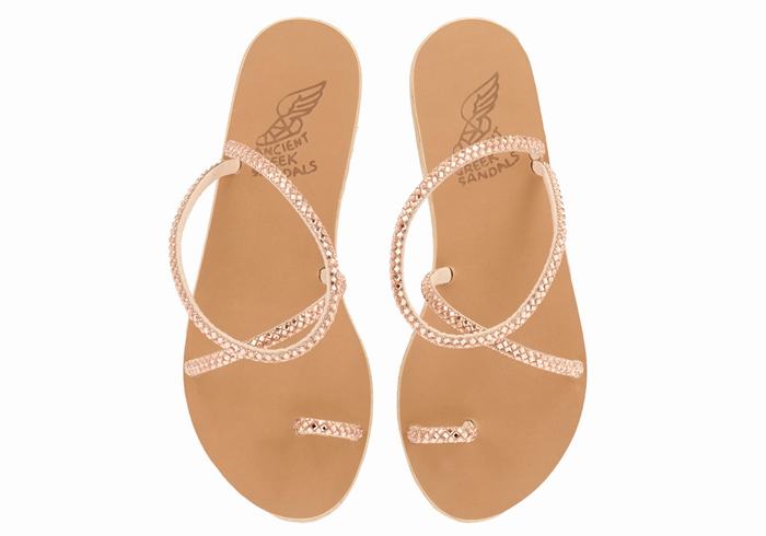 Sandały Ze Słupkami Damskie Ancient Greek Sandals Apli Eleftheria Różowe Złote | BEW4895VA