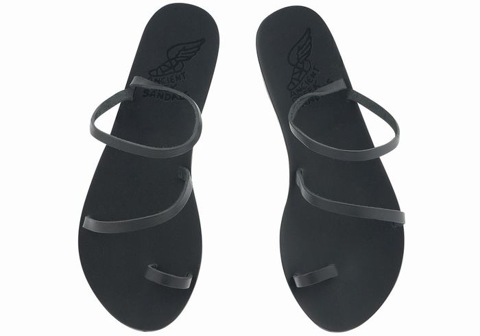 Sandały Ze Słupkami Damskie Ancient Greek Sandals Apli Eleftheria Leather Czarne | FKE954AX