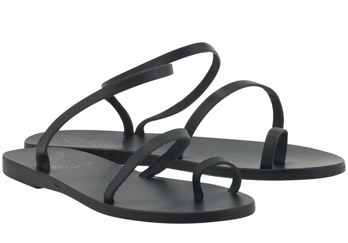 Sandały Ze Słupkami Damskie Ancient Greek Sandals Apli Eleftheria Leather Czarne | FKE954AX