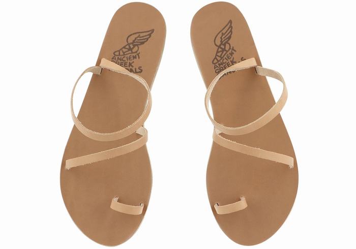 Sandały Ze Słupkami Damskie Ancient Greek Sandals Apli Eleftheria Leather Beżowe | AYE6553UX