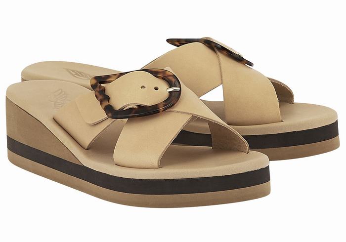 Sandały na Koturnie Damskie Ancient Greek Sandals Thais Rainbow Beżowe Czarne | GQZ2729MU