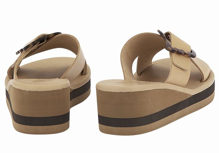 Sandały na Koturnie Damskie Ancient Greek Sandals Thais Rainbow Beżowe Czarne | GQZ2729MU