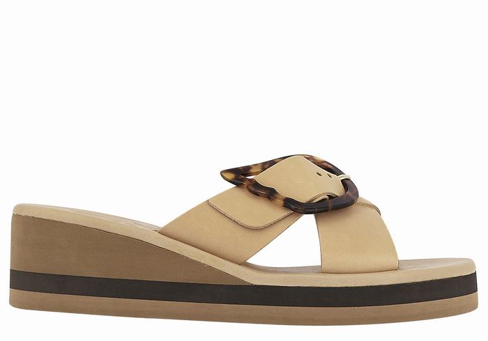 Sandały na Koturnie Damskie Ancient Greek Sandals Thais Rainbow Beżowe Czarne | GQZ2729MU