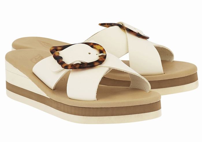 Sandały na Koturnie Damskie Ancient Greek Sandals Thais Rainbow Białe Beżowe | AKN1082LO