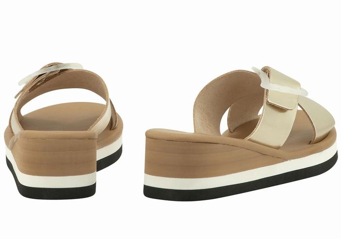 Sandały na Koturnie Damskie Ancient Greek Sandals Thais Rainbow Złote Białe | IWF1550DC