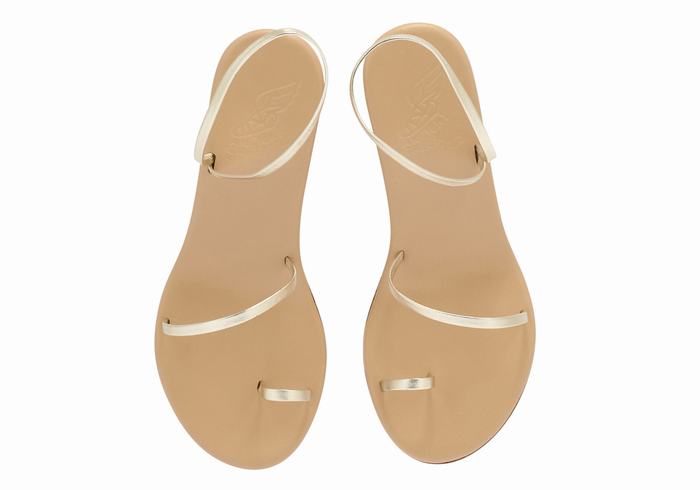 Sandały na Koturnie Damskie Ancient Greek Sandals Chora Mid Złote Białe | NOQ4484HW