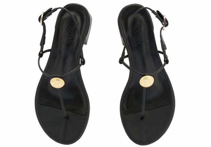 Sandały na Obcasie Damskie Ancient Greek Sandals Mistida Czarne | CER6430WL