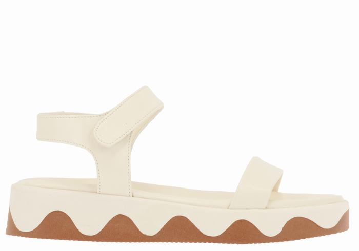 Sandały na Platformie Damskie Ancient Greek Sandals Salamina Leather Białe Brązowe | LOO4155GM