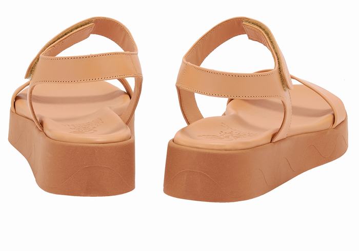 Sandały na Platformie Damskie Ancient Greek Sandals Salamina Leather Beżowe | IRU326TG