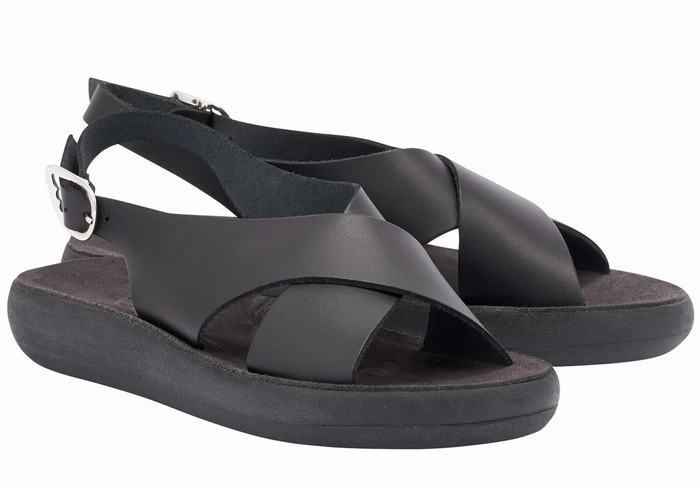 Sandały na Platformie Damskie Ancient Greek Sandals Maria Comfort Czarne | QRO8143SM