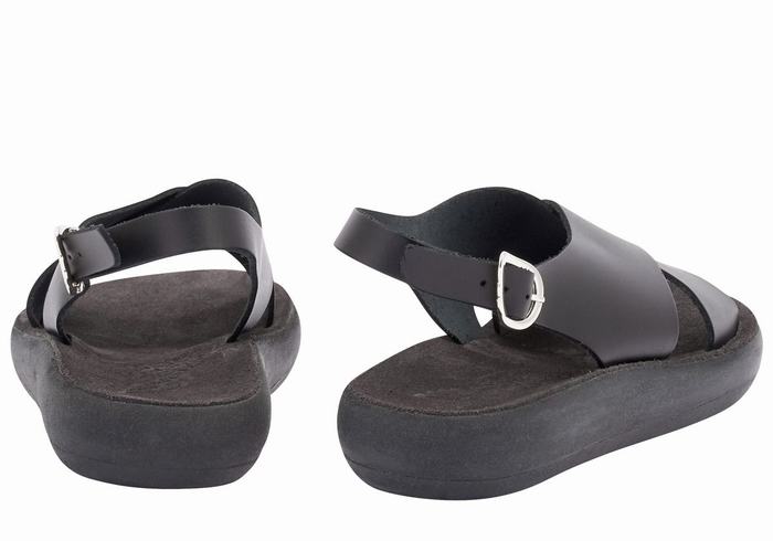 Sandały na Platformie Damskie Ancient Greek Sandals Maria Comfort Czarne | QRO8143SM