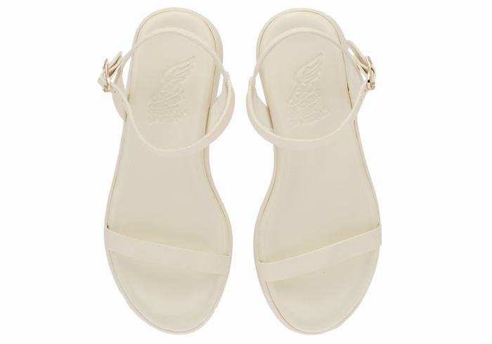 Sandały na Platformie Damskie Ancient Greek Sandals Irida Leather Białe | FCV739JX