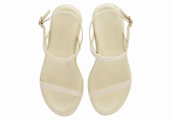 Sandały na Platformie Damskie Ancient Greek Sandals Evriali Leather Białe | LNE4936OB