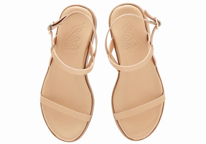 Sandały na Platformie Damskie Ancient Greek Sandals Evriali Leather Beżowe | GPL4663EV