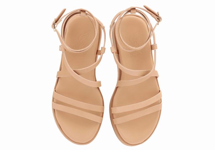 Sandały na Platformie Damskie Ancient Greek Sandals Aristea Leather Beżowe | MEJ9459VM