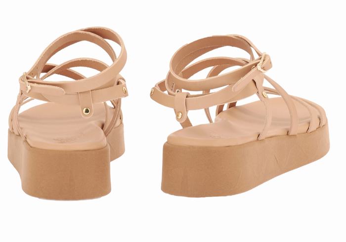 Sandały na Platformie Damskie Ancient Greek Sandals Aristea Leather Beżowe | MEJ9459VM